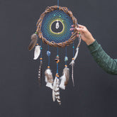 Attrape-rêves en cristal blanc, attrape-rêves spirituel, décoration murale en macramé chamanique, pierre puissante, bénédiction de la maison, attrape-cercle sacré